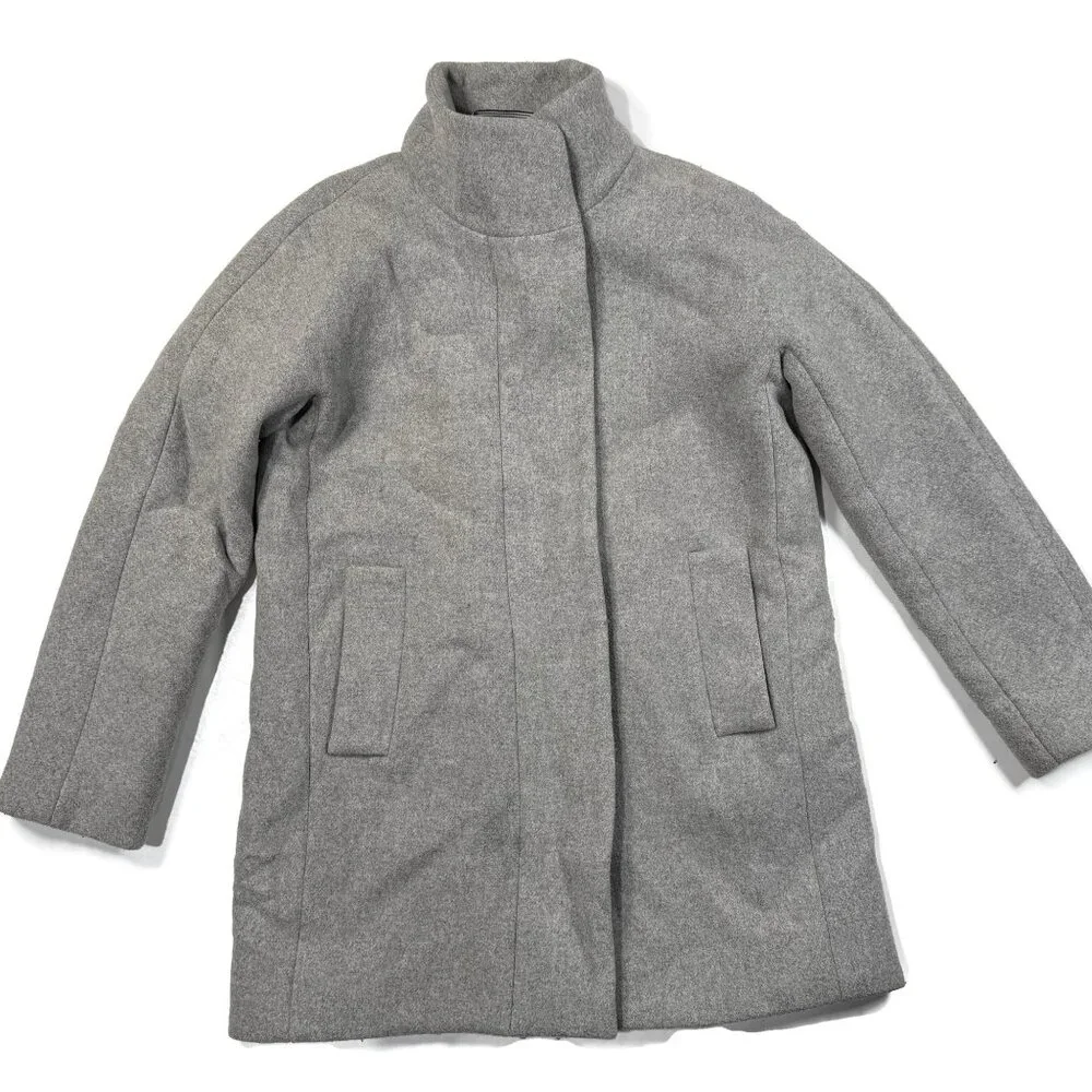 J Crew City Coat Womens 6 Petite 6P Gray Wool Blend Zip Pockets F5455 - Picture 1 of 11